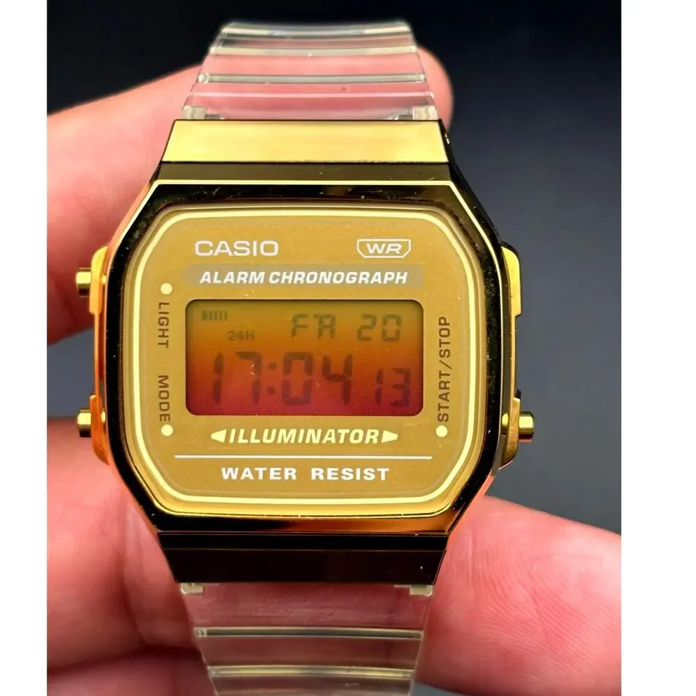 LWS Golden Hour Casio A168XE Vintage Collection Clear Strap Digital
Mod Watch - Picture 1 of 17